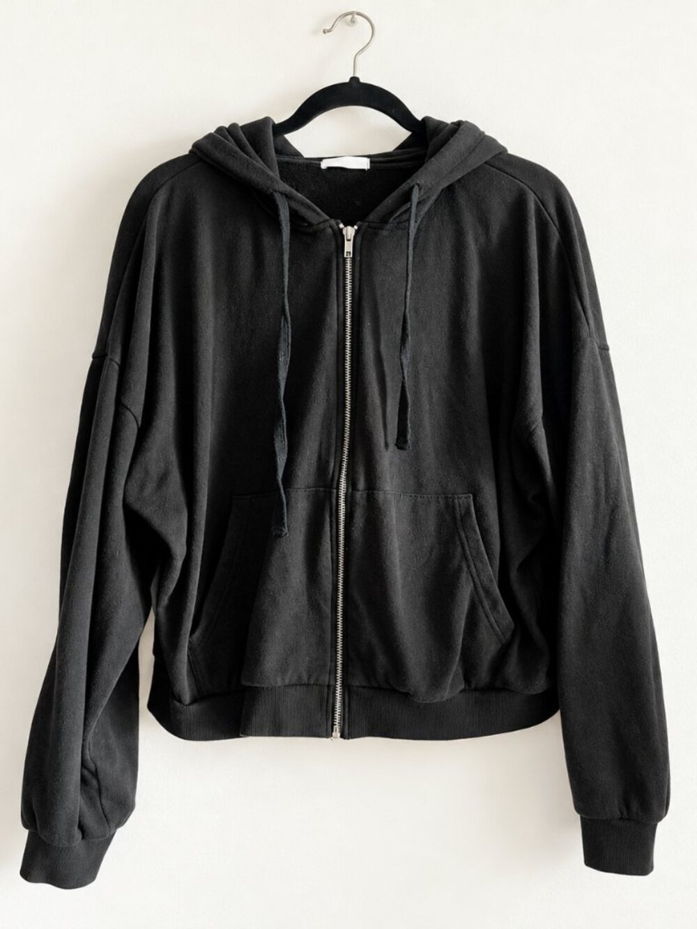 Talulah Black Full Zip Hoodie Womens Large L Drawstring Sweatshirt Pockets